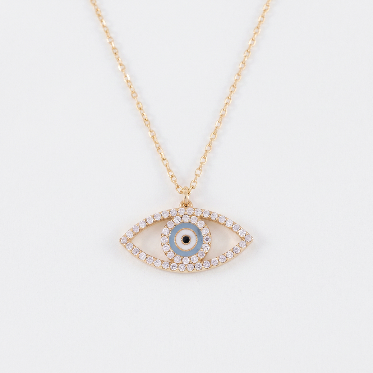 Azzura Eye Yellow Gold Lab Moissanite Necklace