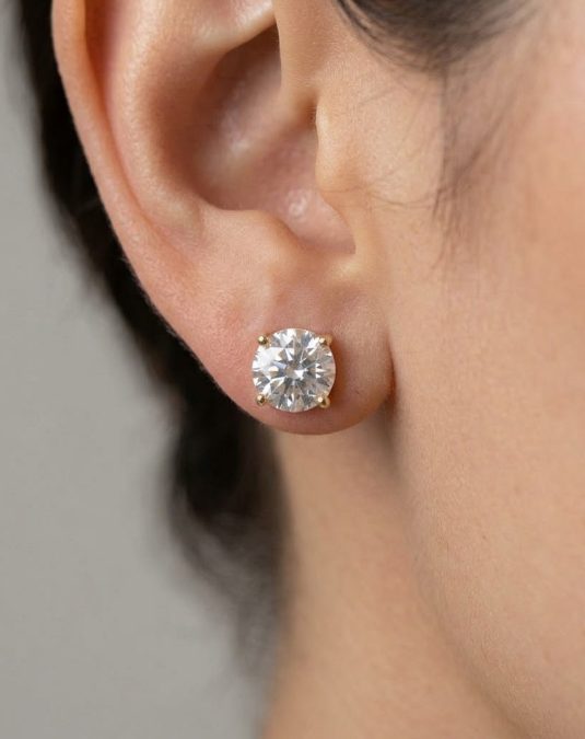 Bellisse Round-Cut Gold Lab Moissanite Stud Earrings