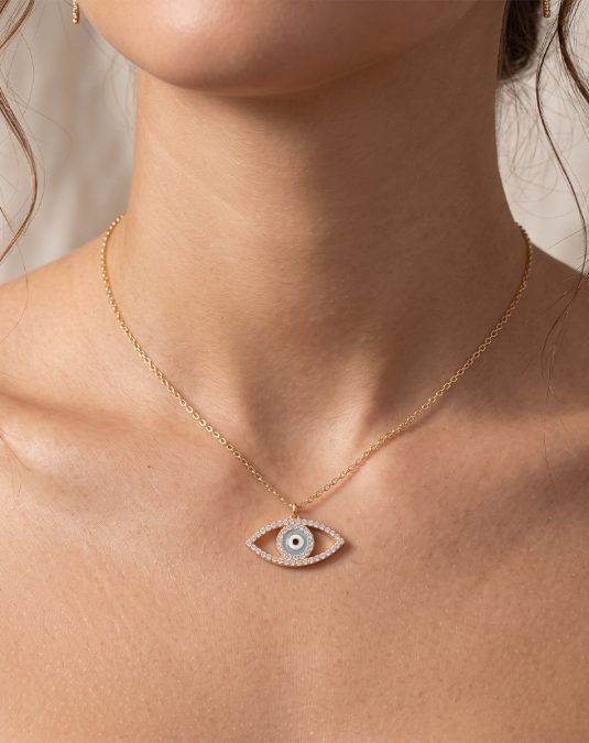 Azzura Eye Yellow Gold Lab Moissanite Necklace