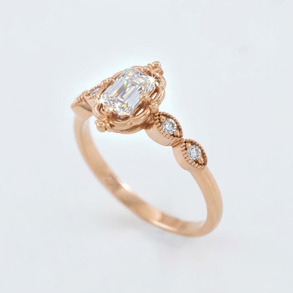 Rosavelle Radiant Rose Gold Lab-Grown Diamond Jewelry Set - Image 3