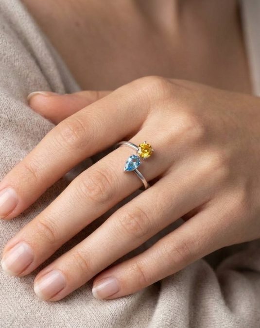 Solara Duo 18K White Gold Two-Stone Lab Moissanite Ring