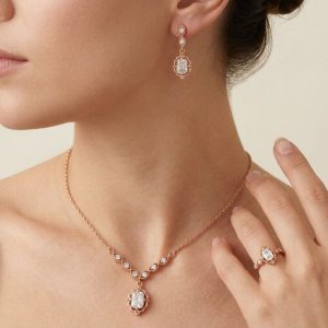 Rosavelle Radiant Rose Gold Lab-Grown Diamond Jewelry Set