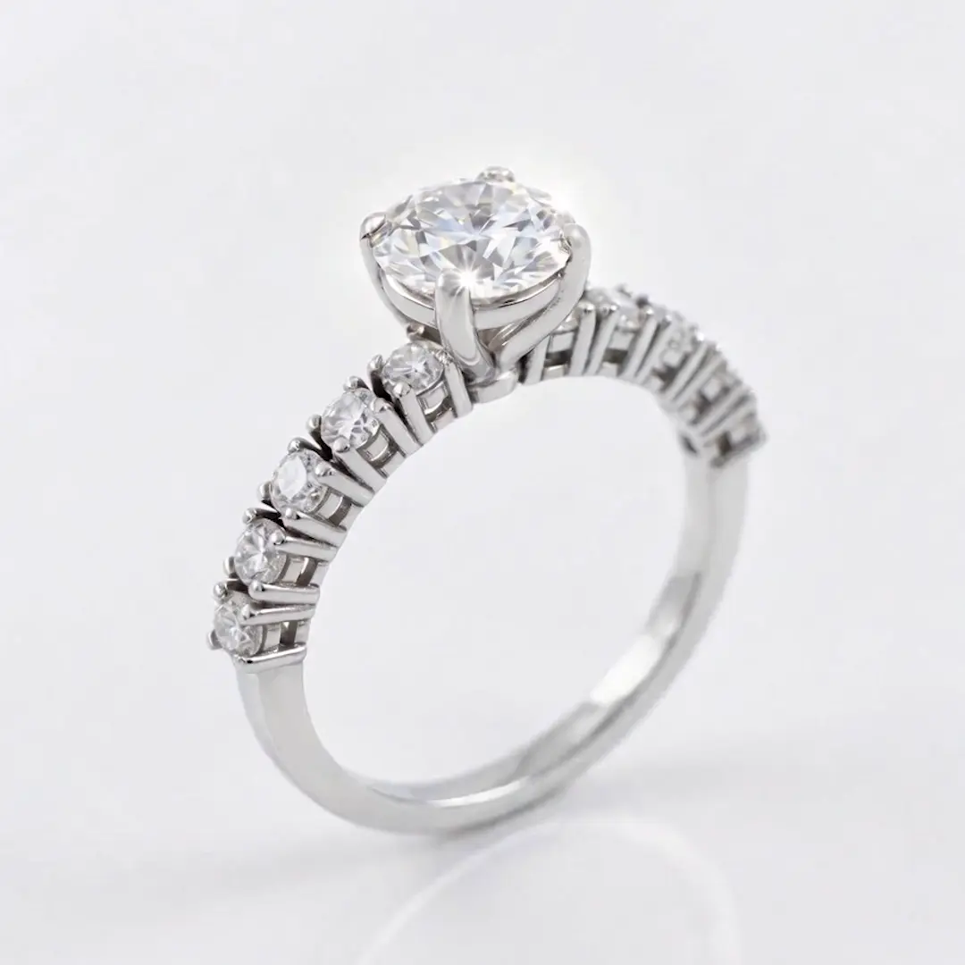 Aureline Crown 18K White Gold Lab Moissanite Ring