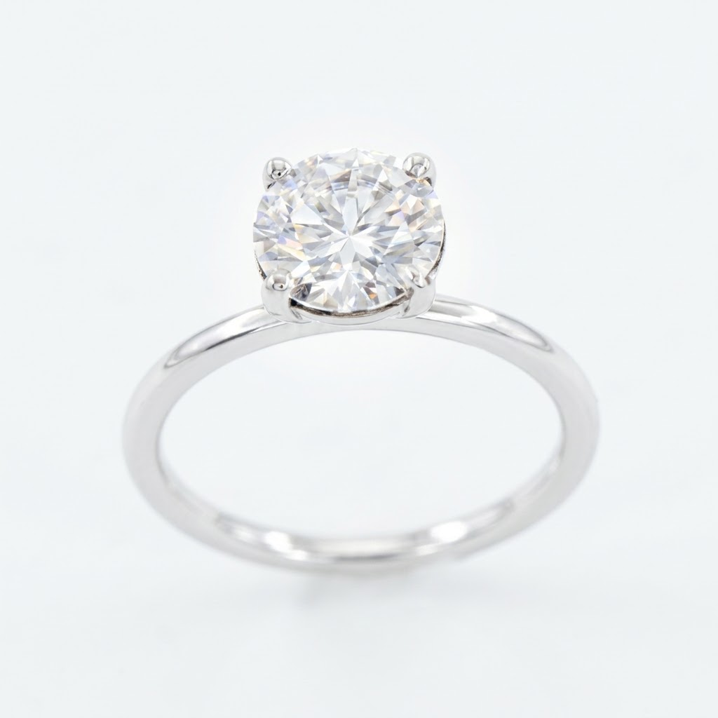 Adeline Solitaire 18K White Gold Lab Moissanite Ring