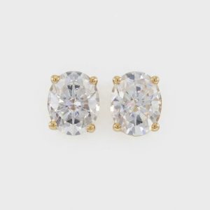 Mariselle Oval-Cut Gold Lab Moissanite Stud Earrings