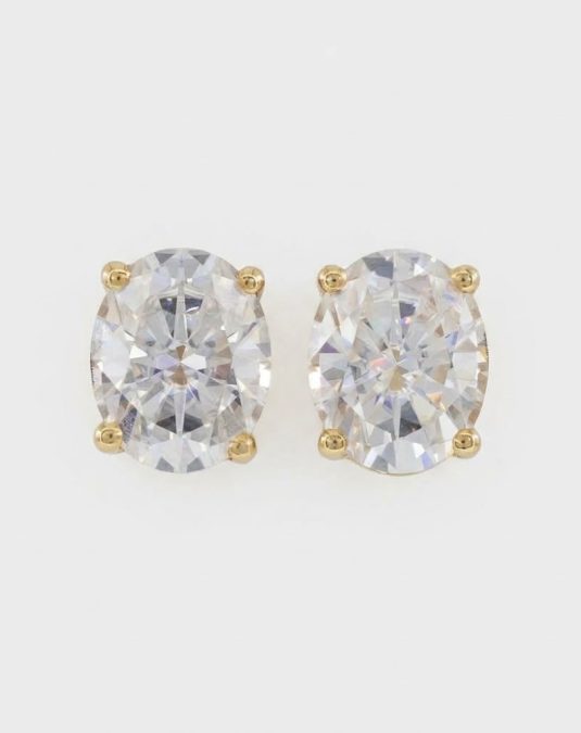 Mariselle Oval-Cut Gold Lab Moissanite Stud Earrings