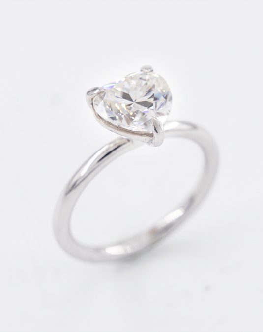 Amoura Heart White Gold Lab Moissanite Ring