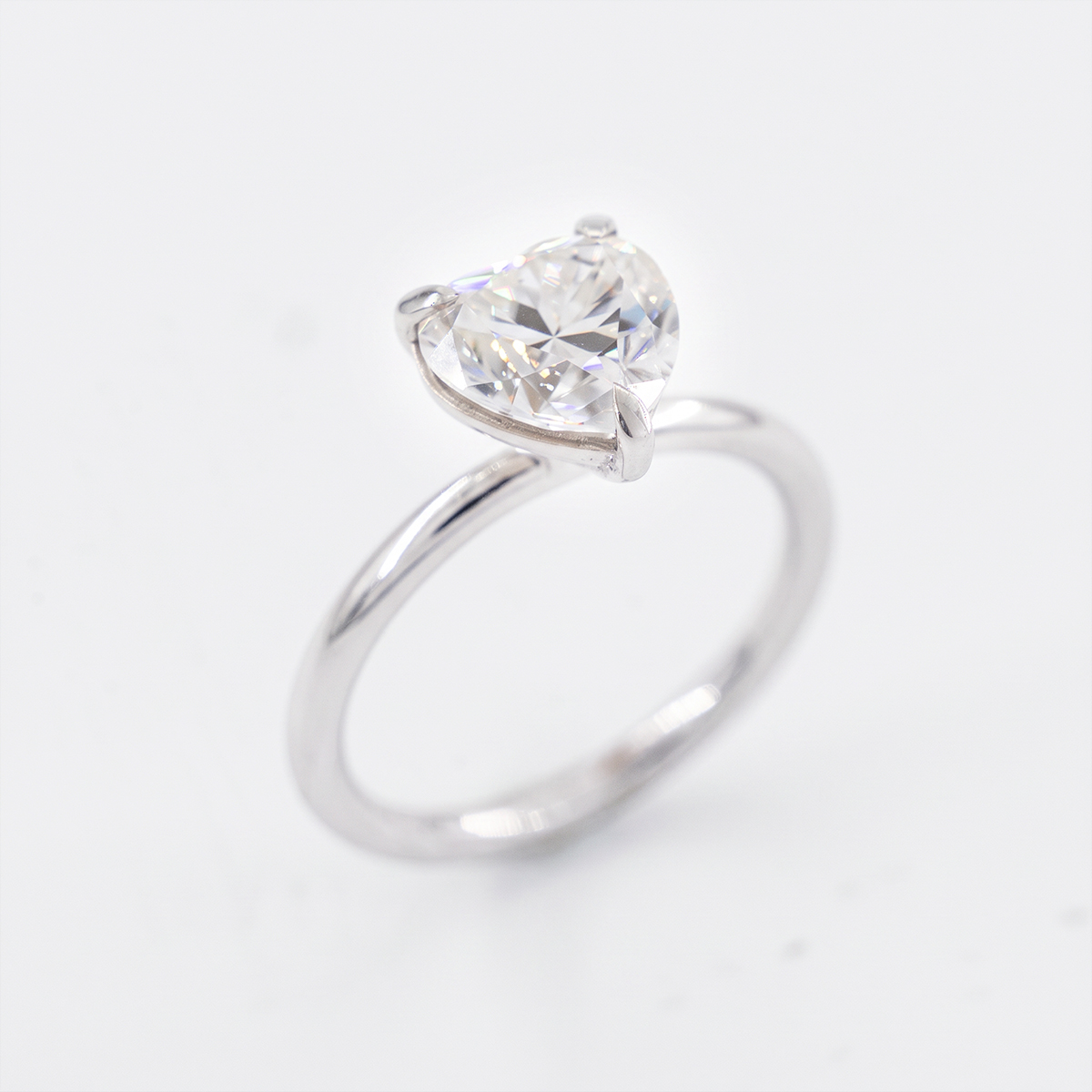 Amoura Heart White Gold Lab Moissanite Ring