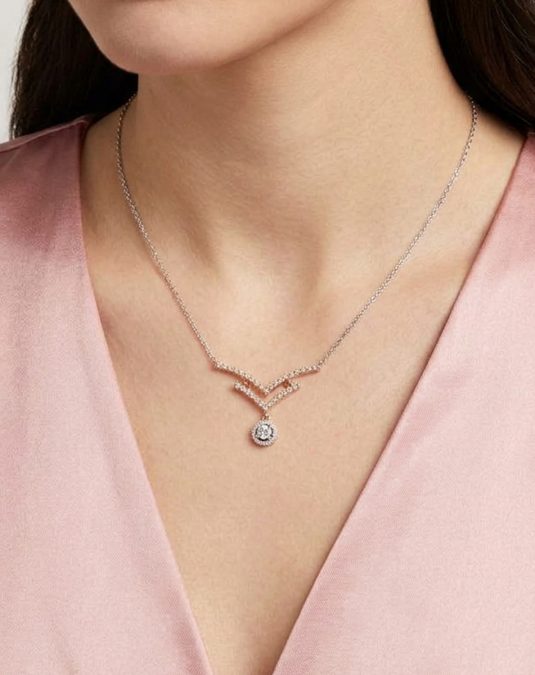 Solenne V Halo 18K White Gold Lab-Grown Diamond Necklace