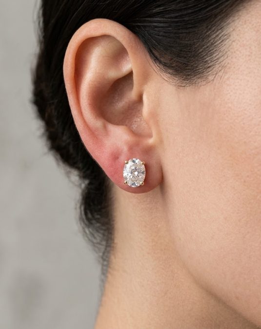 Mariselle Oval-Cut Gold Lab Moissanite Stud Earrings