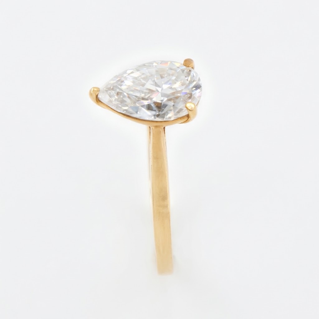 Pear-Cut Yellow Gold Lab Moissanite Ring - Image 2