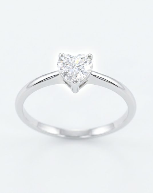 Elara Heart-Cut 18K White Gold Lab Moissanite Ring