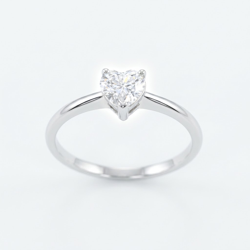 Elara Heart-Cut 18K White Gold Lab Moissanite Ring
