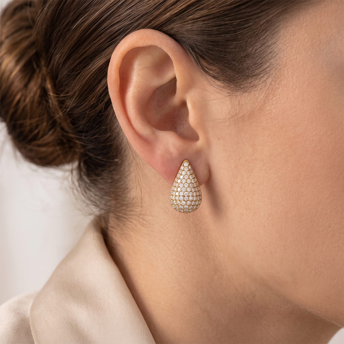 Aurevia Teardrop Yellow Gold Lab Moissanite Earrings - Image 1