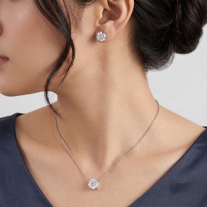 Celeste Solitaire Lab Moissanite Necklace & Stud Earrings Set