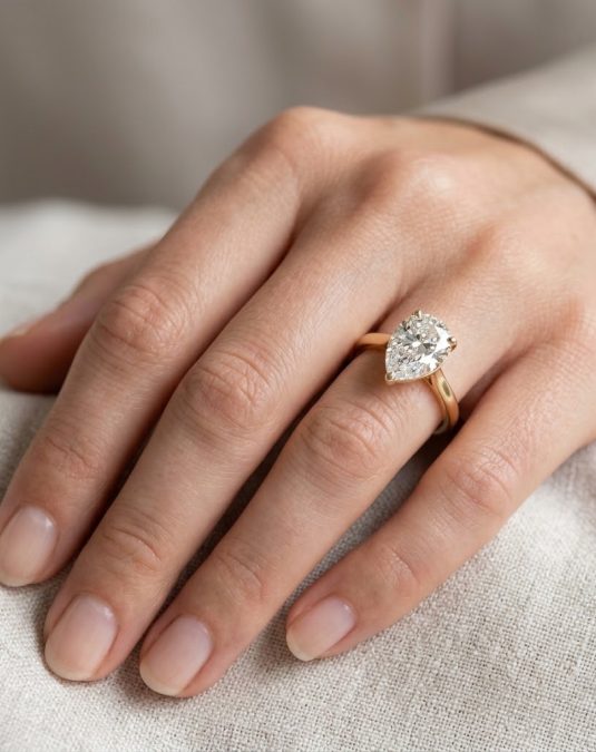 Aurelia Pear-Cut Yellow Gold Lab Moissanite Ring
