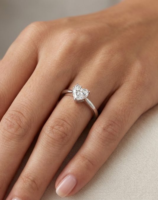 Elara Heart-Cut 18K White Gold Lab Moissanite Ring