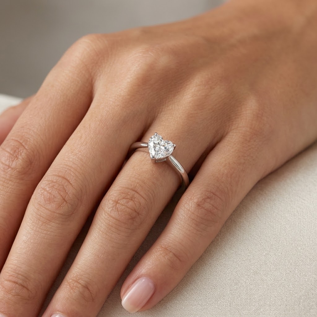 Elara Heart-Cut 18K White Gold Lab Moissanite Ring - Image 1