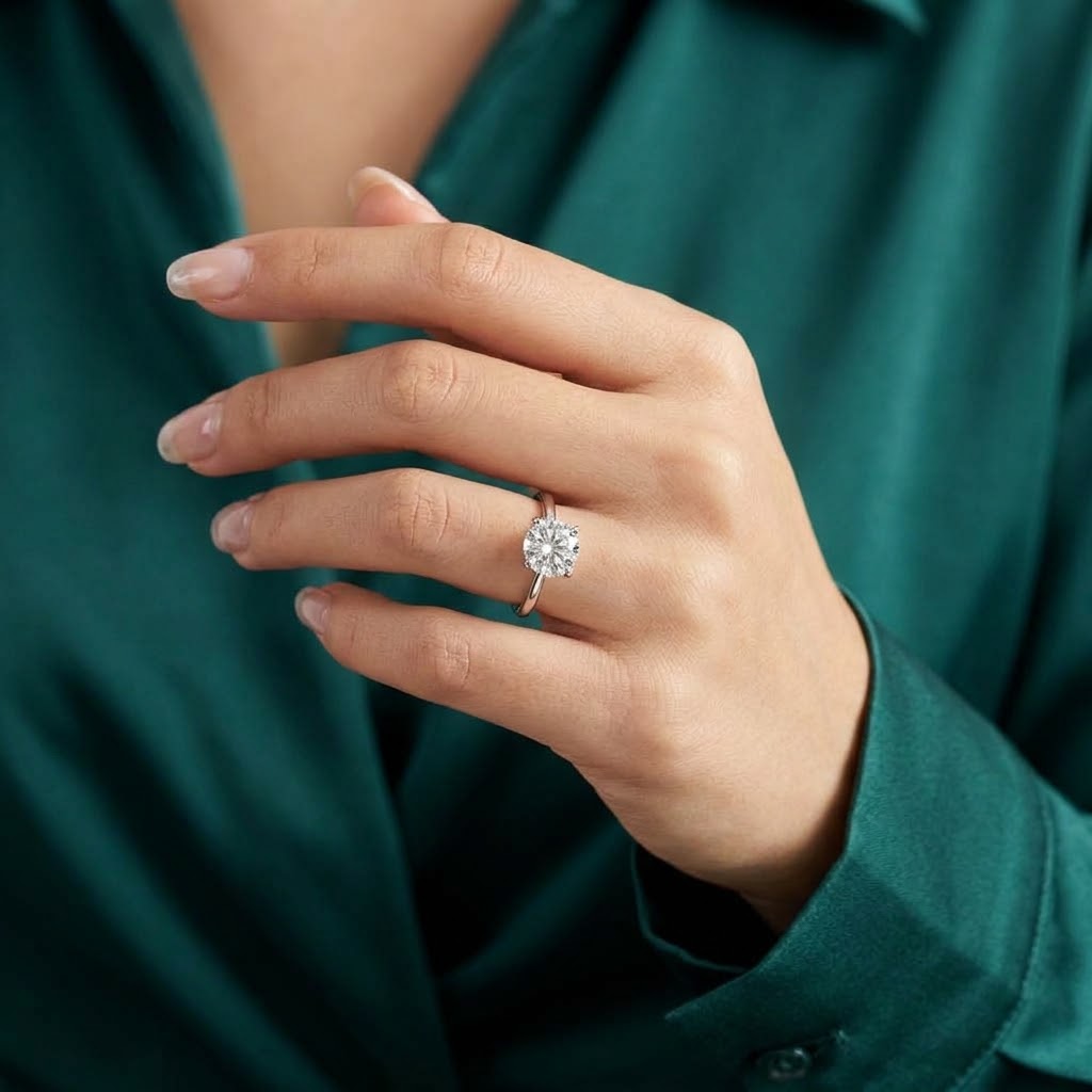 Adeline Solitaire 18K White Gold Lab Moissanite Ring - Image 1