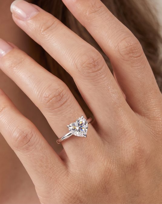 Amoura Heart White Gold Lab Moissanite Ring