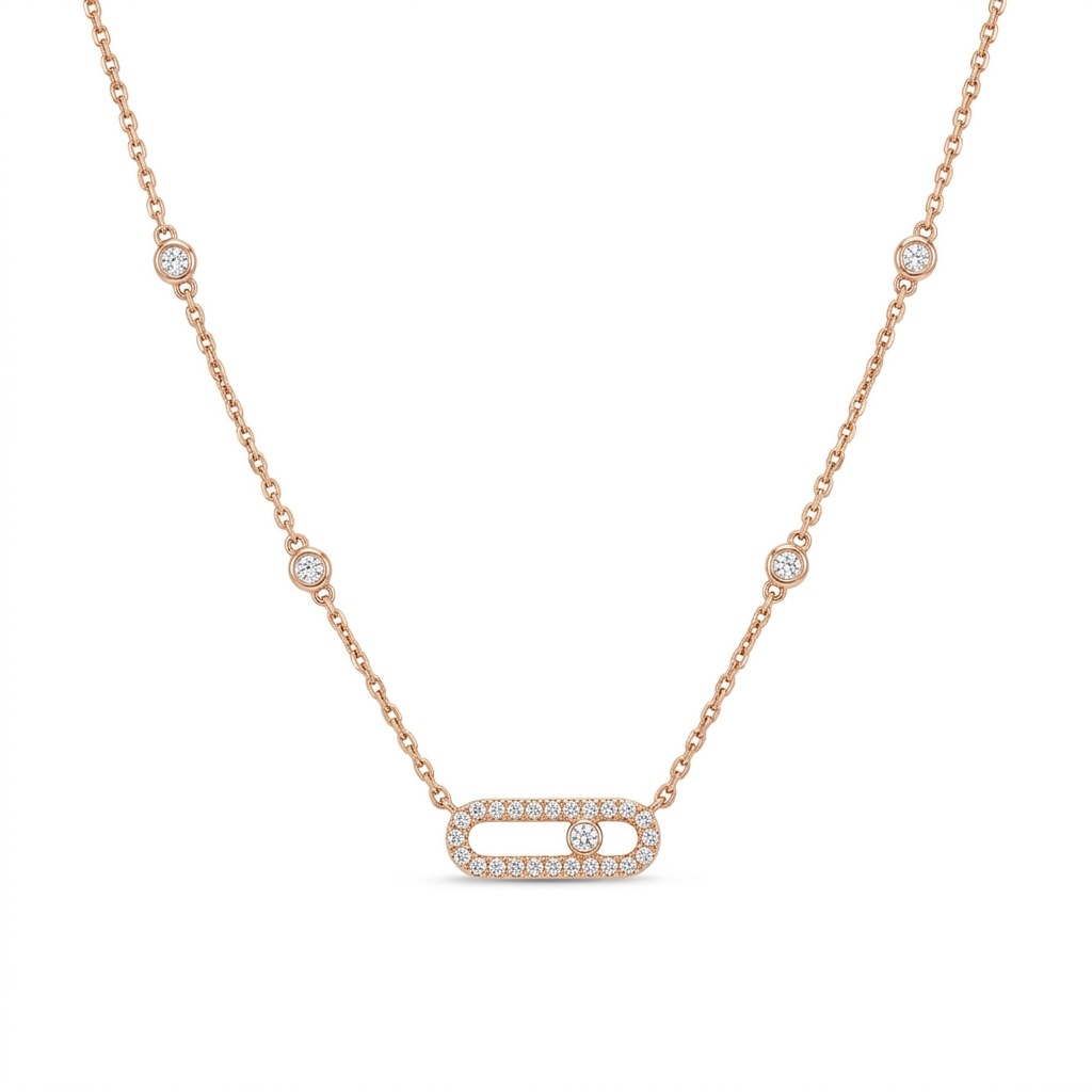Aurelia Link 18K Rose Gold Lab-Grown Diamond Necklace