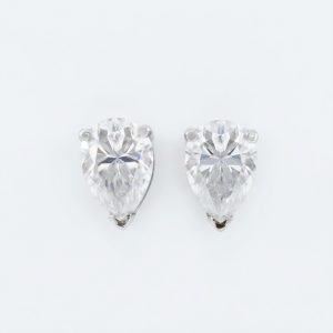 Calienne Pear-Cut White Gold Lab Moissanite Stud Earrings