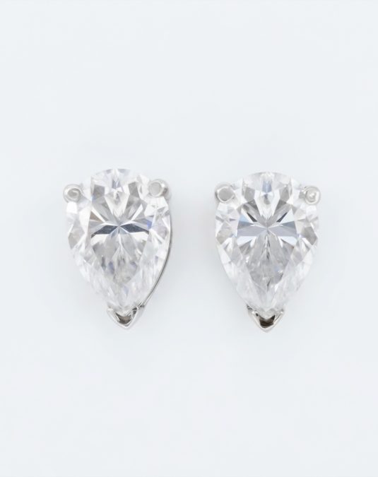 Calienne Pear-Cut White Gold Lab Moissanite Stud Earrings