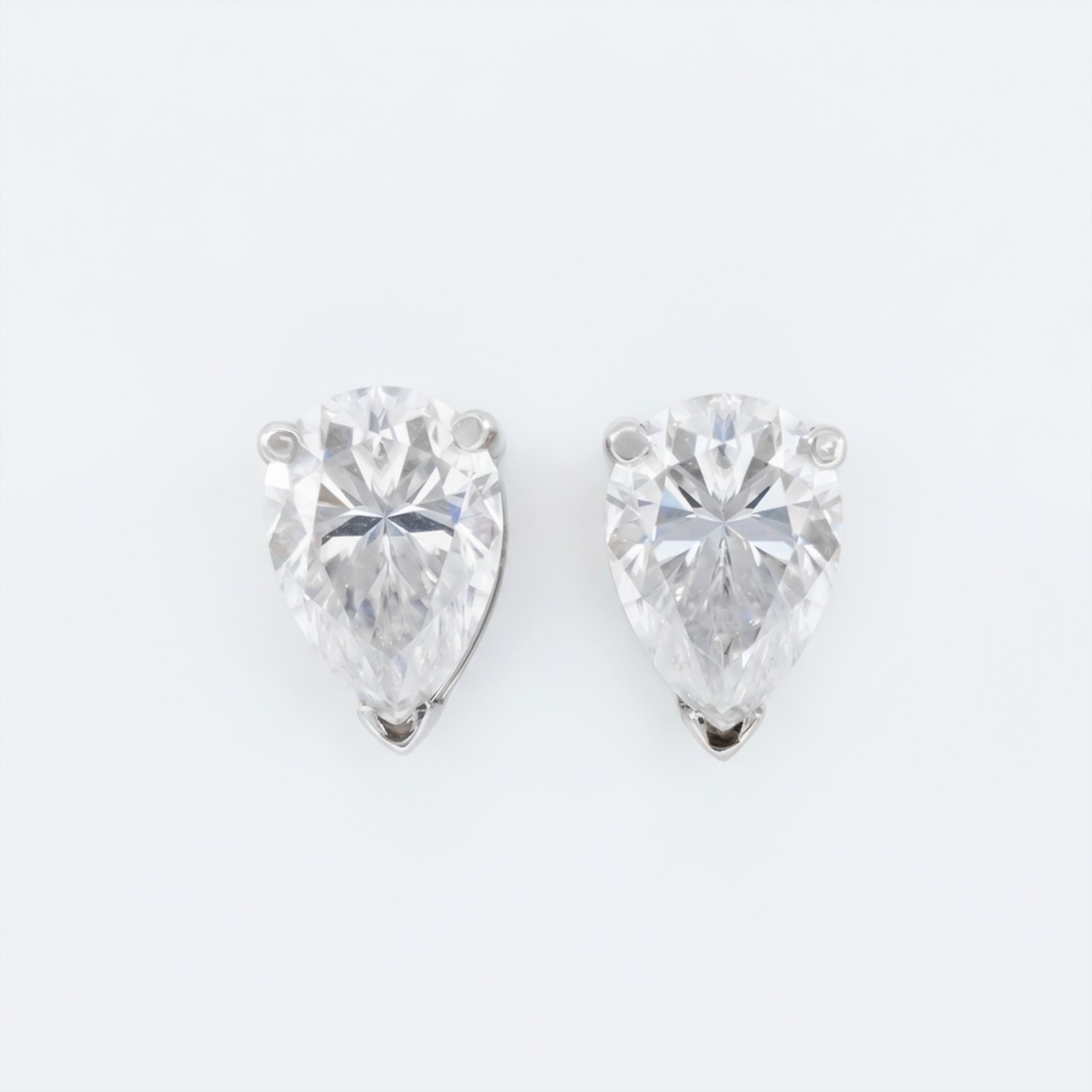 Calienne Pear-Cut White Gold Lab Moissanite Stud Earrings