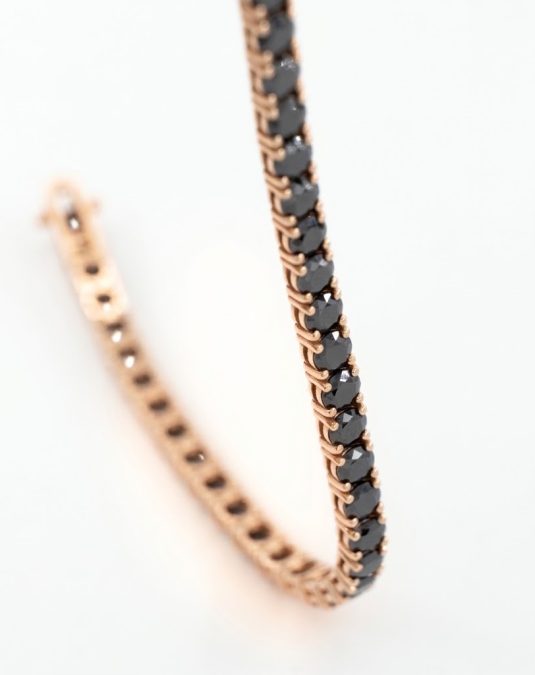 Tennis Bracelet Black Lab Moissanite Rose Gold