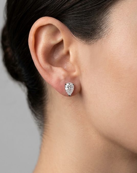 Calienne Pear-Cut White Gold Lab Moissanite Stud Earrings