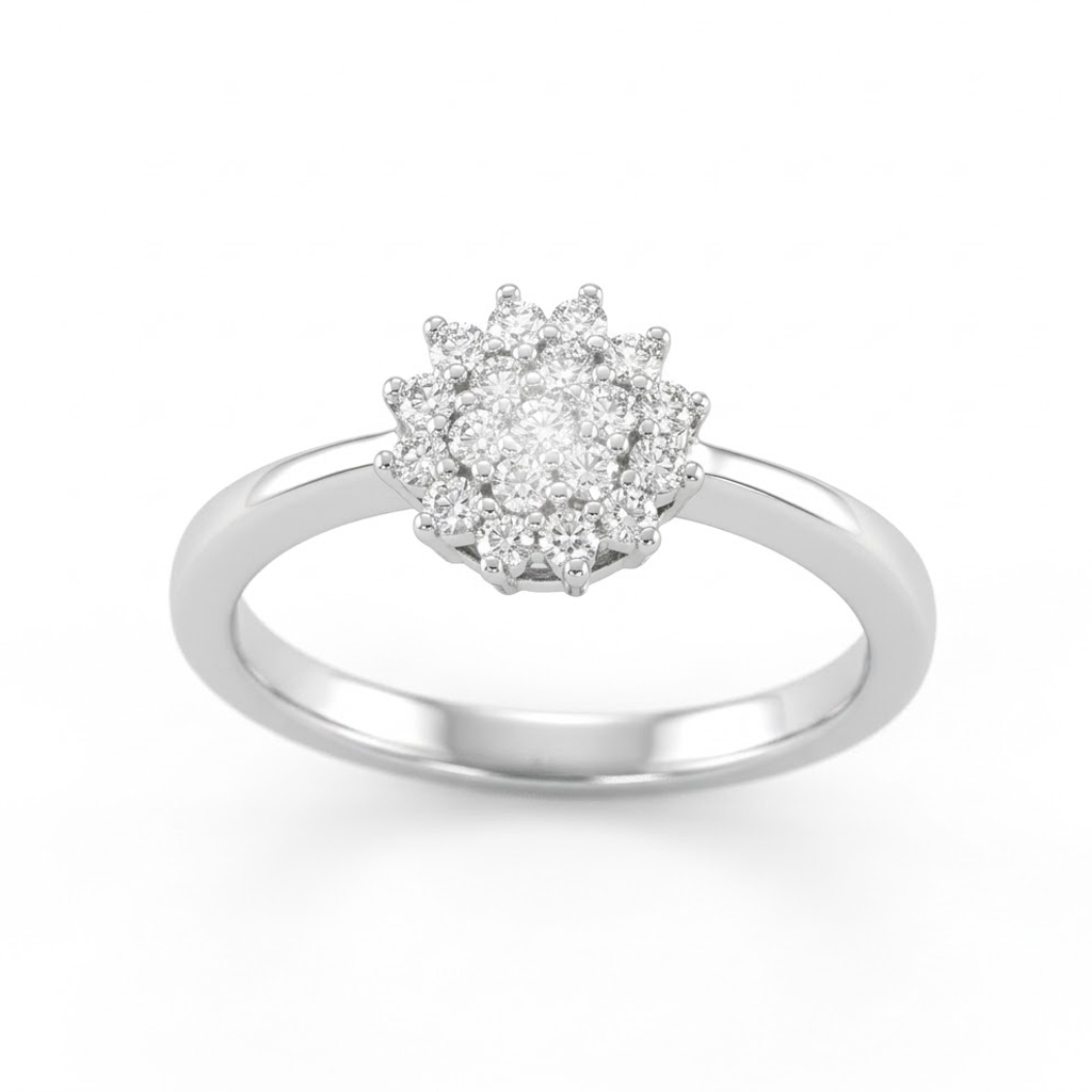 Florielle Cluster 18K White Gold Lab Moissanite Ring - Image 3
