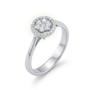Evelisse Floral Cluster 18K White Gold Lab Moissanite Ring