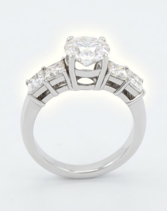 Marivelle Five-Stone White Gold Lab Moissanite Ring