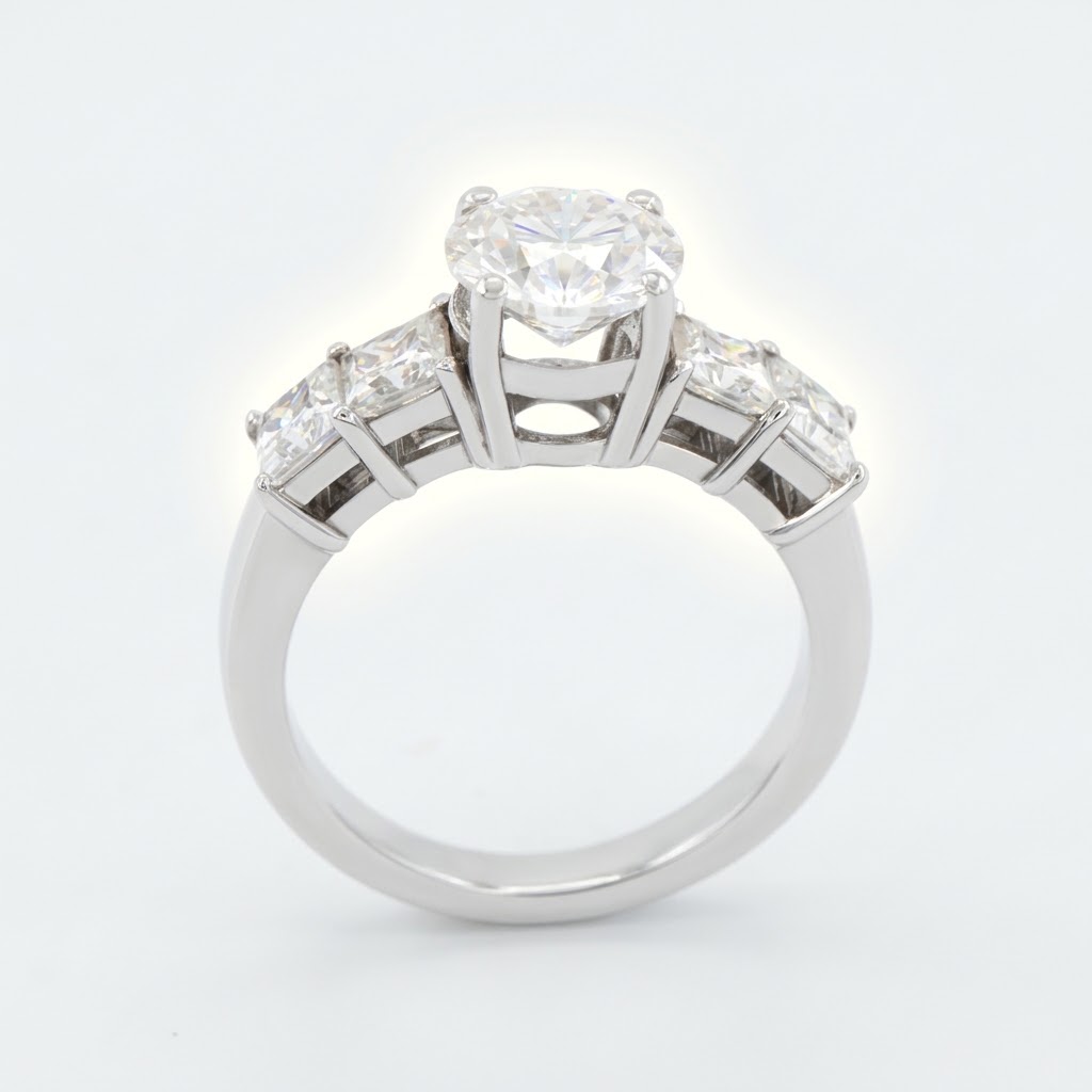 Marivelle Five-Stone White Gold Lab Moissanite Ring