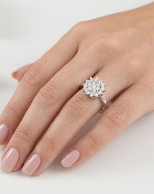 Florielle Cluster 18K White Gold Lab Moissanite Ring