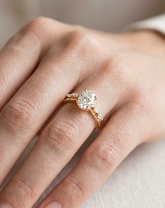 Elowen Oval 18K Yellow Gold Lab Moissanite Ring