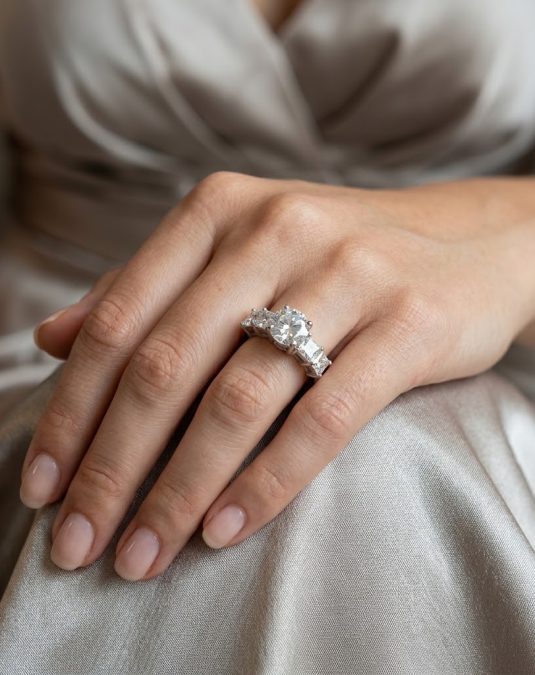 Marivelle Five-Stone White Gold Lab Moissanite Ring