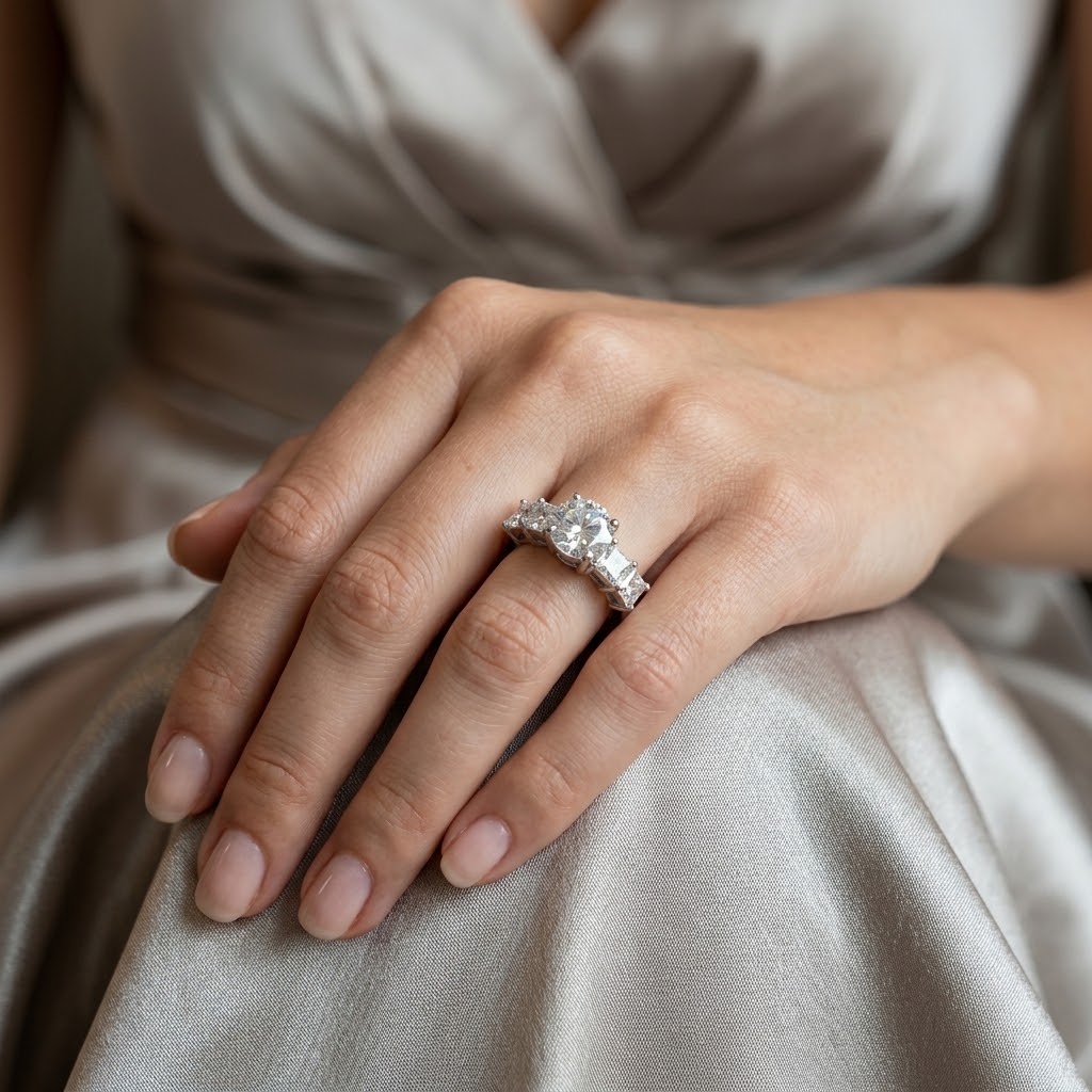 Marivelle Five-Stone White Gold Lab Moissanite Ring - Image 1
