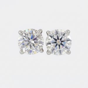 Elyra Round-Cut 18K White Gold Lab Moissanite Stud Earrings