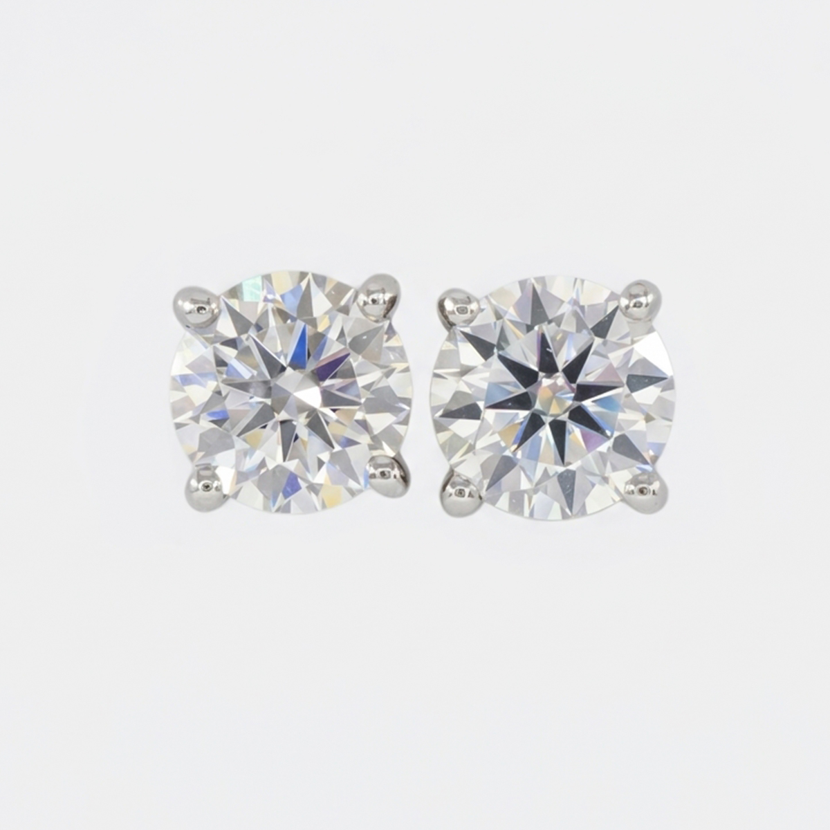 Elyra Round-Cut 18K White Gold Lab Moissanite Stud Earrings