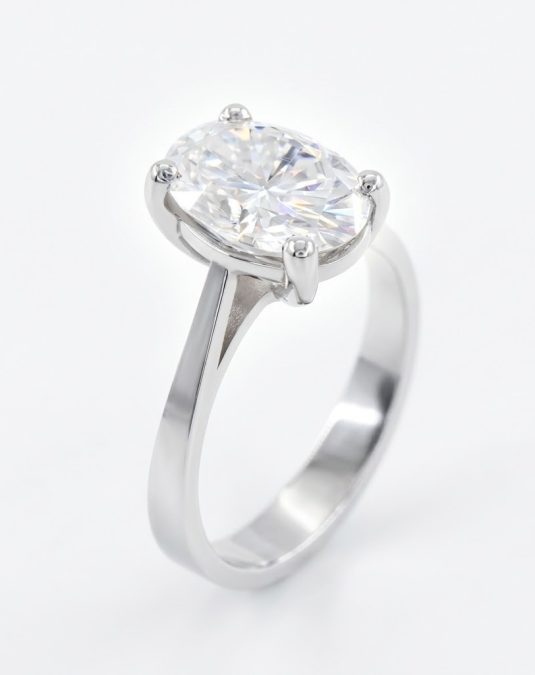 Lucienne Oval Solitaire 18K White Gold Lab Moissanite Ring