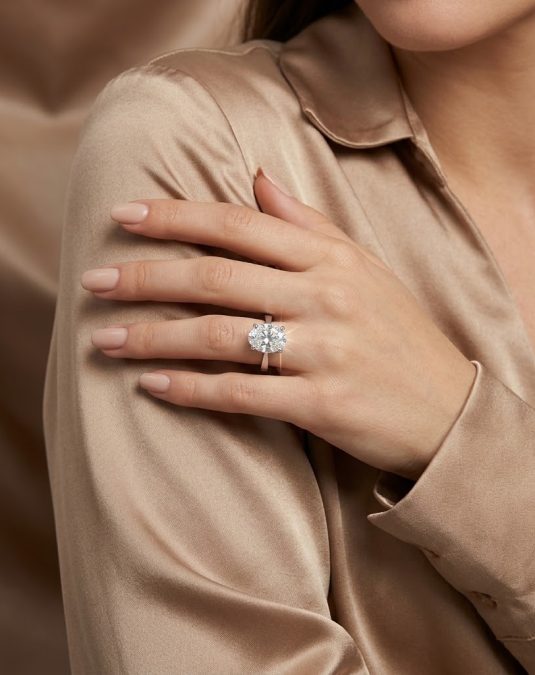 Lucienne Oval Solitaire 18K White Gold Lab Moissanite Ring
