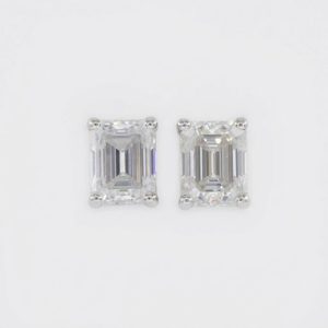 Virelia Emerald-Cut Lab Moissanite Stud Earrings