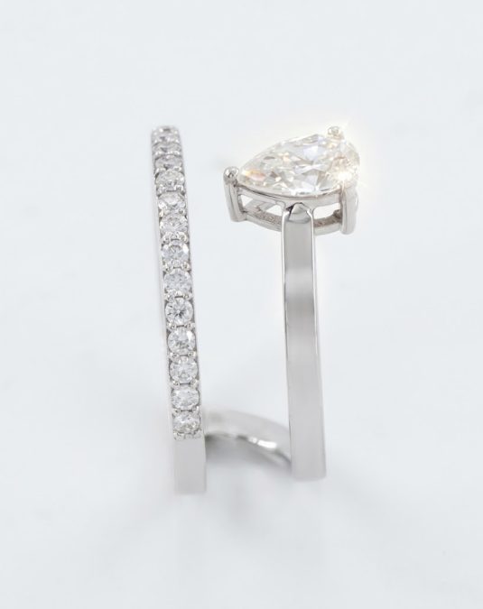 Vespera Bypass 18K White Gold Lab Moissanite Ring