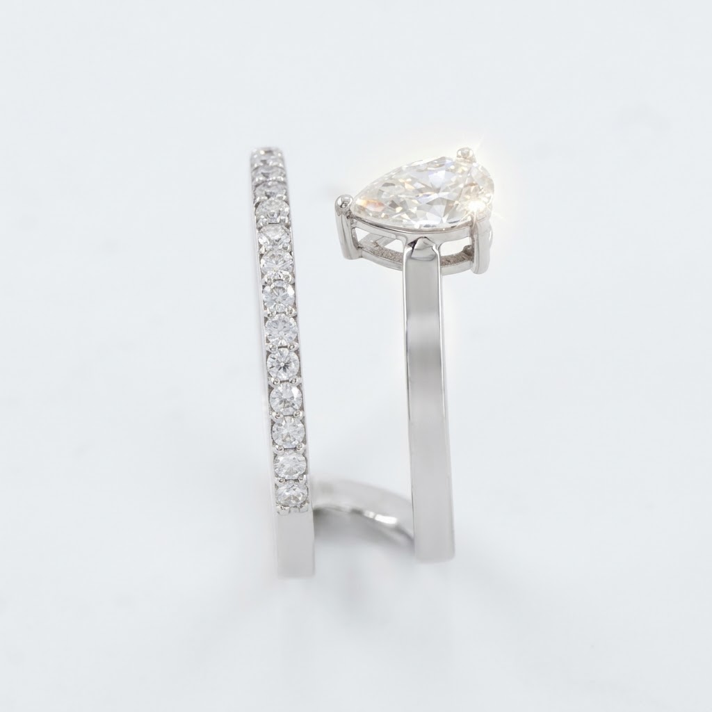 Vespera Bypass 18K White Gold Lab Moissanite Ring - Image 1