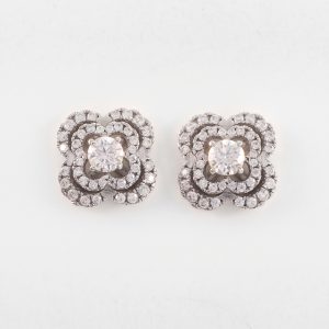 Fleurienne Clover White Gold Lab Moissanite Earrings