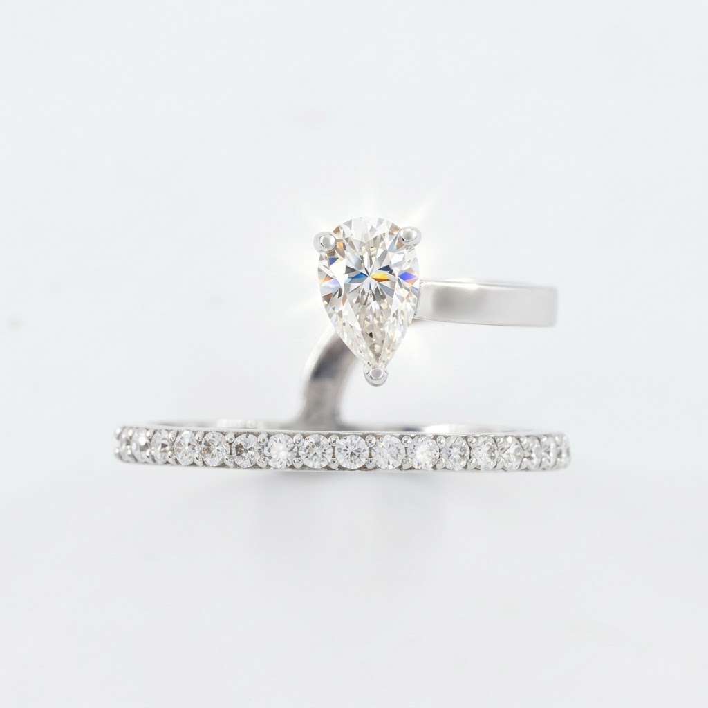 Vespera Bypass 18K White Gold Lab Moissanite Ring - Image 2