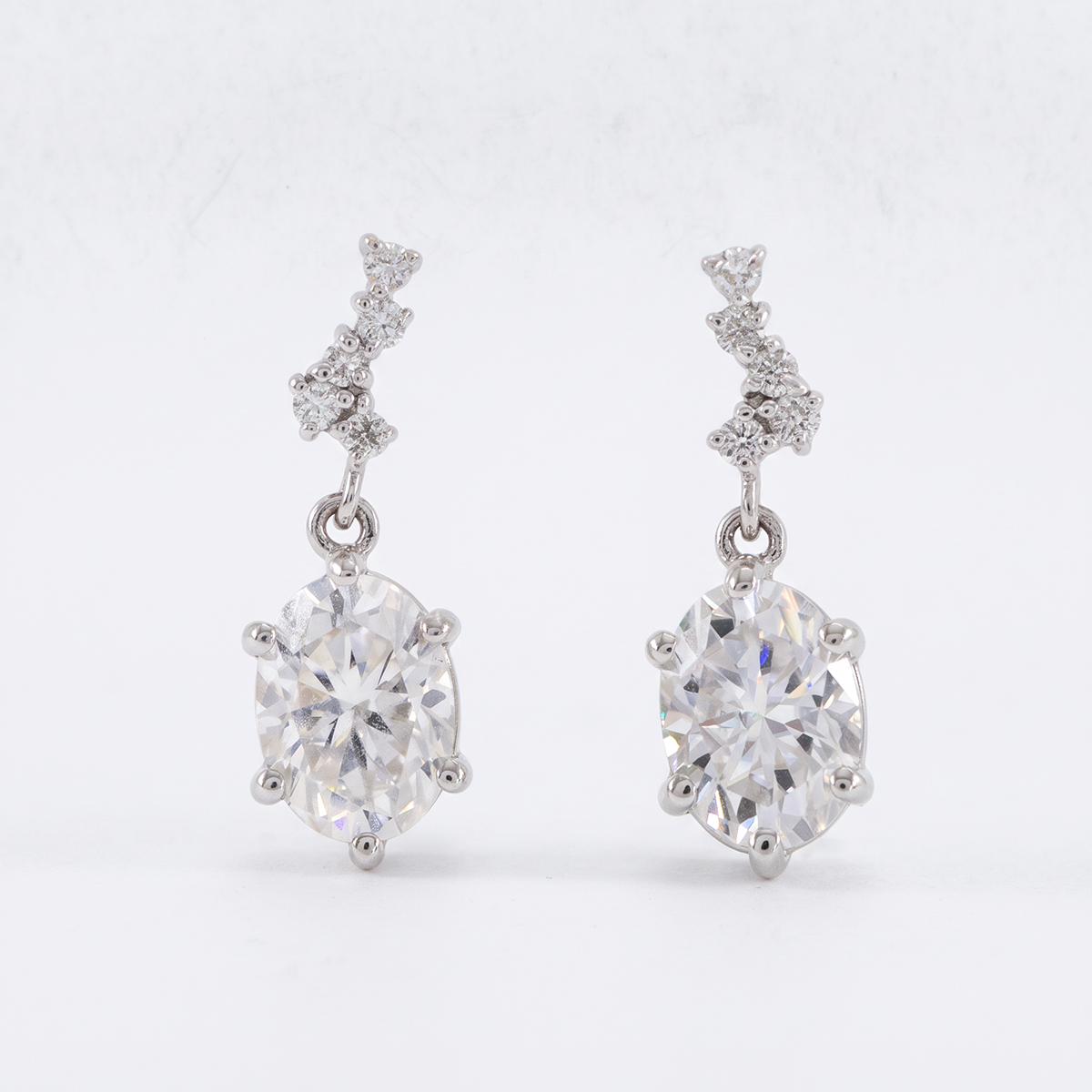 Veloria Oval Drop White Gold Lab Moissanite Earrings