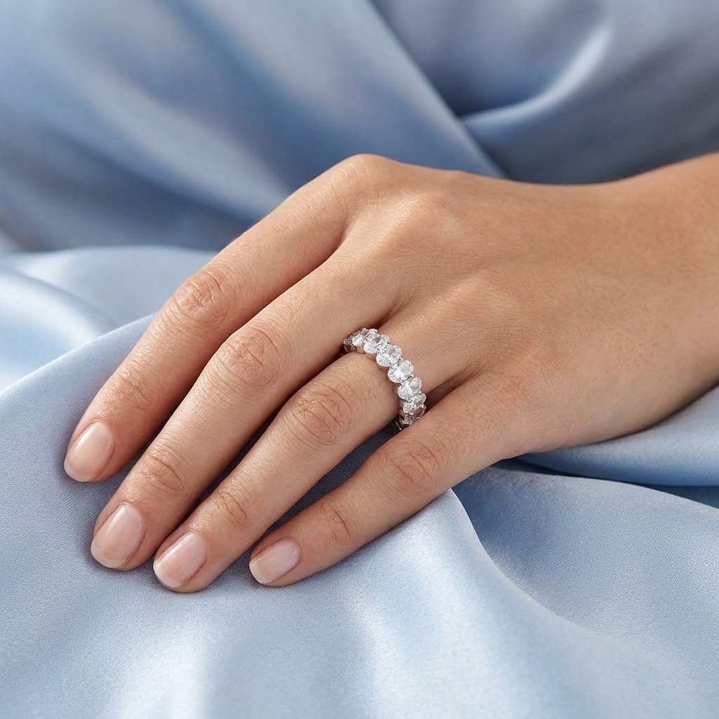 Orlena Eternity 18K White Gold Lab Moissanite Ring - Image 1