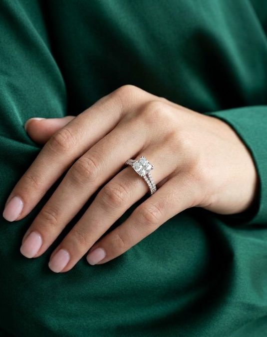 Soraya Pavé 18K White Gold Lab Moissanite Ring